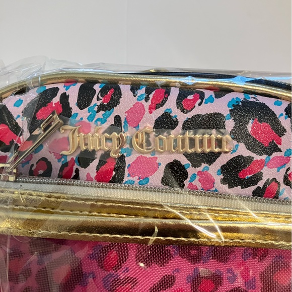 Juicy Couture Pink Leopard Pattern Cosmetic Train Case NWT - Picture 3 of 12